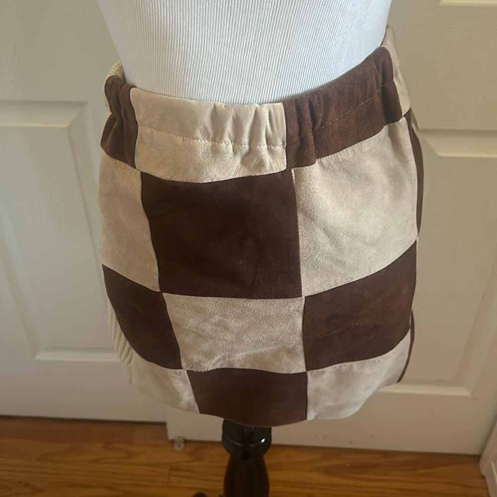 Jack & Mary Designs made in Maine suede/knit mini skirt